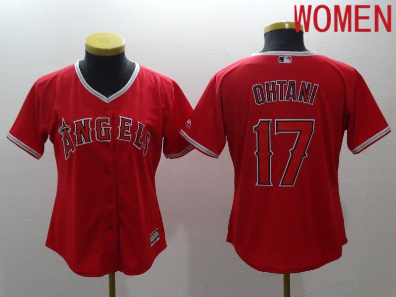 Women Los Angeles Angels 17 Ohtani Red Game 2021 MLB Jerseys